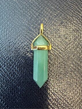 Natural Green Aventurine Crystal Point Pendant Necklace Boho